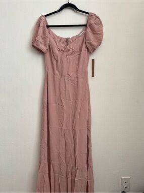 Reformation Dusty Rose Puff-Sleeve Maxi Dress